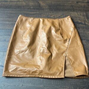 Rewash Camel Faux Leather Mini Skirt A19